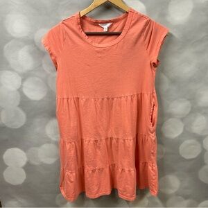 Time And Tru Orange Peach Three Tiered T-shirt Dress Medium
